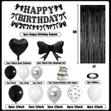 Black Bow Birthday Party Decorations, Coquette Bow Black and White