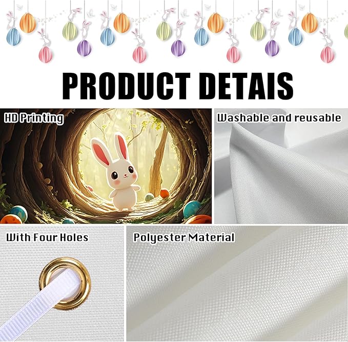 Easter Banner Polyester 43x70.86 Inches Banner Easter for Indoor