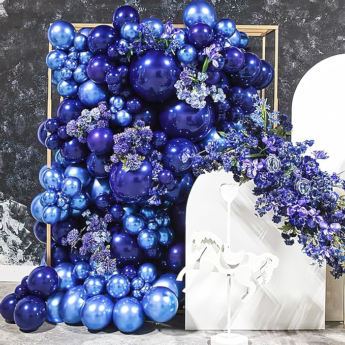PartyWoo Metallic Blue Balloons 100pcs Different Sizes of 18 12 10 5