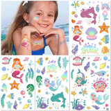 Mermaid Temporary Tattoo for Kids Under the Sea-76 Glitter Style Cute