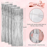 Voircoloria 4 Pack Silver Foil Fringe Backdrop Curtains, Tinsel