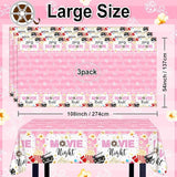 3 pcs Movie Night Decorations Pink Movie Night Tablecloths 108 x 54