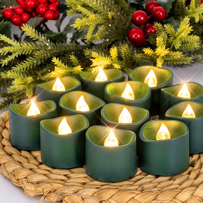 Homemory Green Tea Lights Candles Battery Operated, 200+Hour