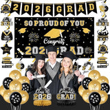 Graduation Decorations 2026 Black Gold Themed Grad Party Decor Set