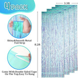 Voircoloria 4 Pack 3.3x8.2 Feet Neon Iridescent Foil Fringe Backdrop