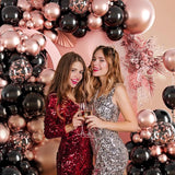132pcs Rose Gold and Black Balloon Arch Kit, Metallic Rose Gold and