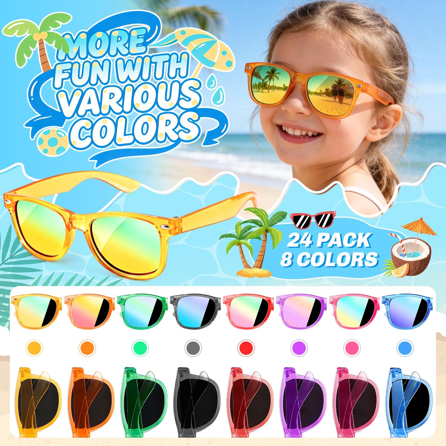 Party Favors Kids Sunglasses - Toddler Sunglasses Bulk for Kid Age