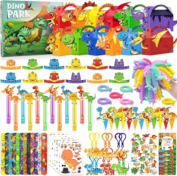 12 Pack Dinosaur Birthday Party Decorations & Favors for Kids Dino