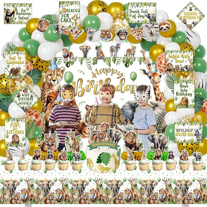 Safari Birthday Decorations 140Pcs Zoo Jungle Animal Theme Party