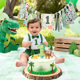 Dinosaur Theme 1st Highchair Banner Tassel Garland Dino Conical Cap