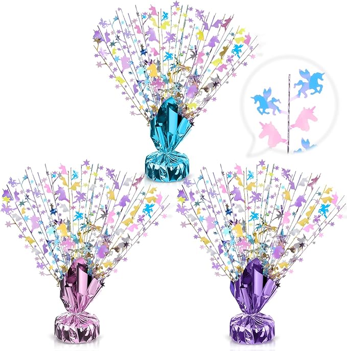 3 Pcs Unicorn Table Decorations Rainbow Metallic Gleam Foil Spray