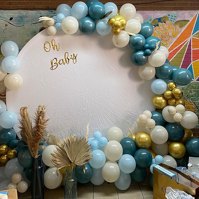 Togvu Dusty Blue Balloon Set, 60 Packs 12 Inches Metallic Chrome Gold