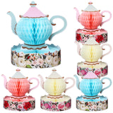 Wettarn 6 Pcs Floral Tea Party Decorations Princess Party Teapot