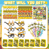 98pcs Construction Party Supplies Reusable Drinking straws Masks