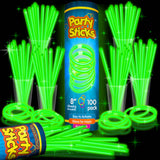 PartySticks Green Glow Sticks - 100pk, 8 Inch Glow in the Dark Light