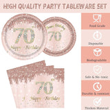 24 Sets 70th Rose Gold Birthday Party Decrations for Women 70