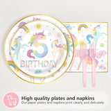 96 Pcs Magical Pastel Unicorn 5th Birthday Party Supplies Five is a
