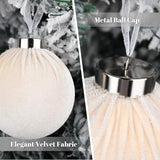 Velvet Ornaments for Christmas Tree Decorations - Beige Xmas Ball