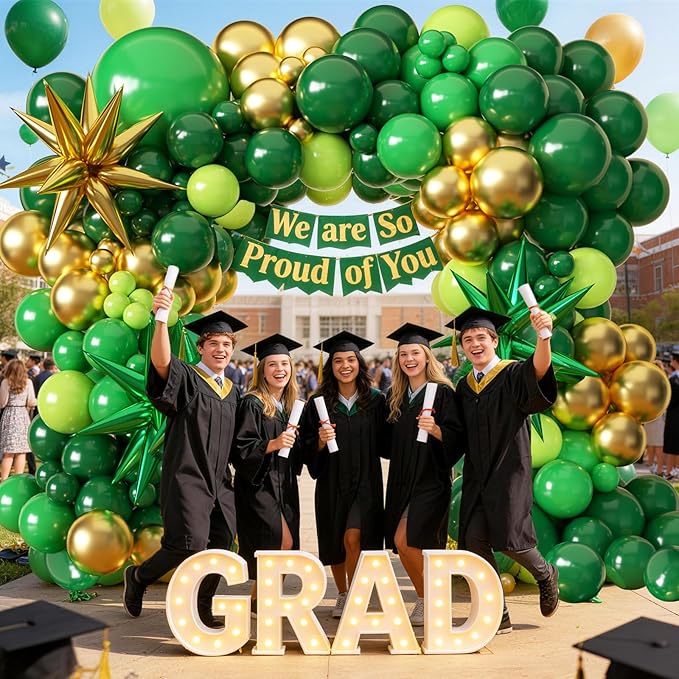 KARLURE Green and Gold Balloon Garland Arch Kit with Stars, Different