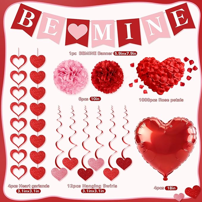 Valentines Day Decorations Valentines Banner Love Heart Garlands