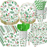 452 Pcs Christmas Party Supplies for 50 Guest Holly Berry Leaves