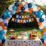 Blue Orange Dog Happy Birthday Banner Sport Summer Birthday
