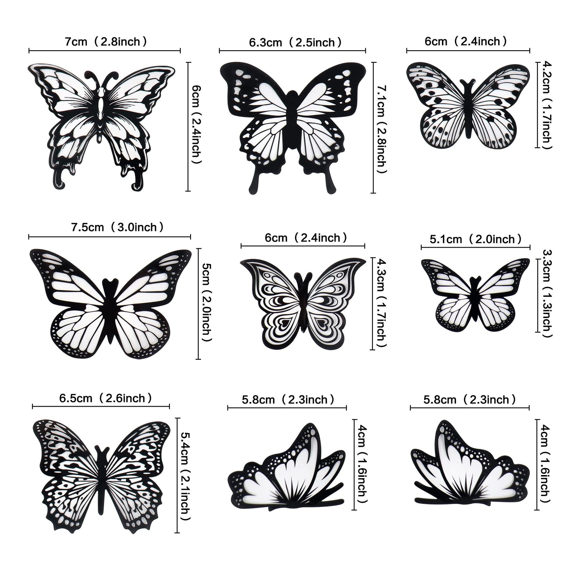 Ercadio 3d 36 Pack Butterfly Cake Toppers Black and White Pvc