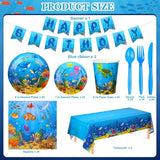 171 Pcs Under the Sea Party Supplies Ocean Sea Party Tableware Set
