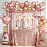 Rose Gold Birthday Decorations for Women, Happy Birthday Banner,