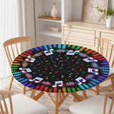 Music Round Fitted Tablecloth with Elastic Karaoke DJ Kpop Sing Party