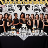 Sunnychicc 168 Pcs Black Bow 2026 Graduation Party Supplies Black