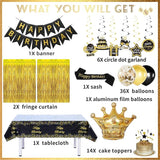 Black and Gold Birthday Decorations for Men Women