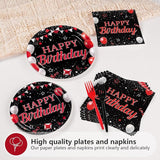 96Pcs Red and Black Birthday Party Decorations Valentine's Day Red