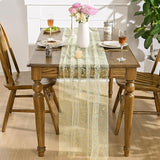 Artoid Mode 6PCS Sage Green Gold Gauze Table Runner 120 Inch 10FT,