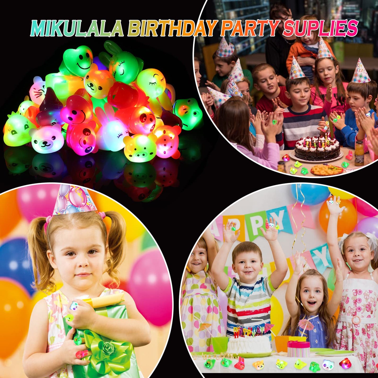Mikulala 36 Pack Light Up Rings Glow in The Dark Party Supplies, Light