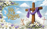 Large Happy Easter Banner 72x44 Inch He is Risen Backdrop for Easter