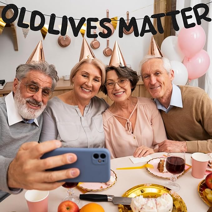 Pre Strung Old Lives Matter Banner 9.84 ft Funny Birthday Glitter