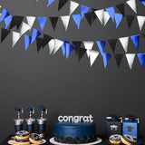 30Ft Navy Blue Black and Silver Party Decorations Royal Blue Triangle