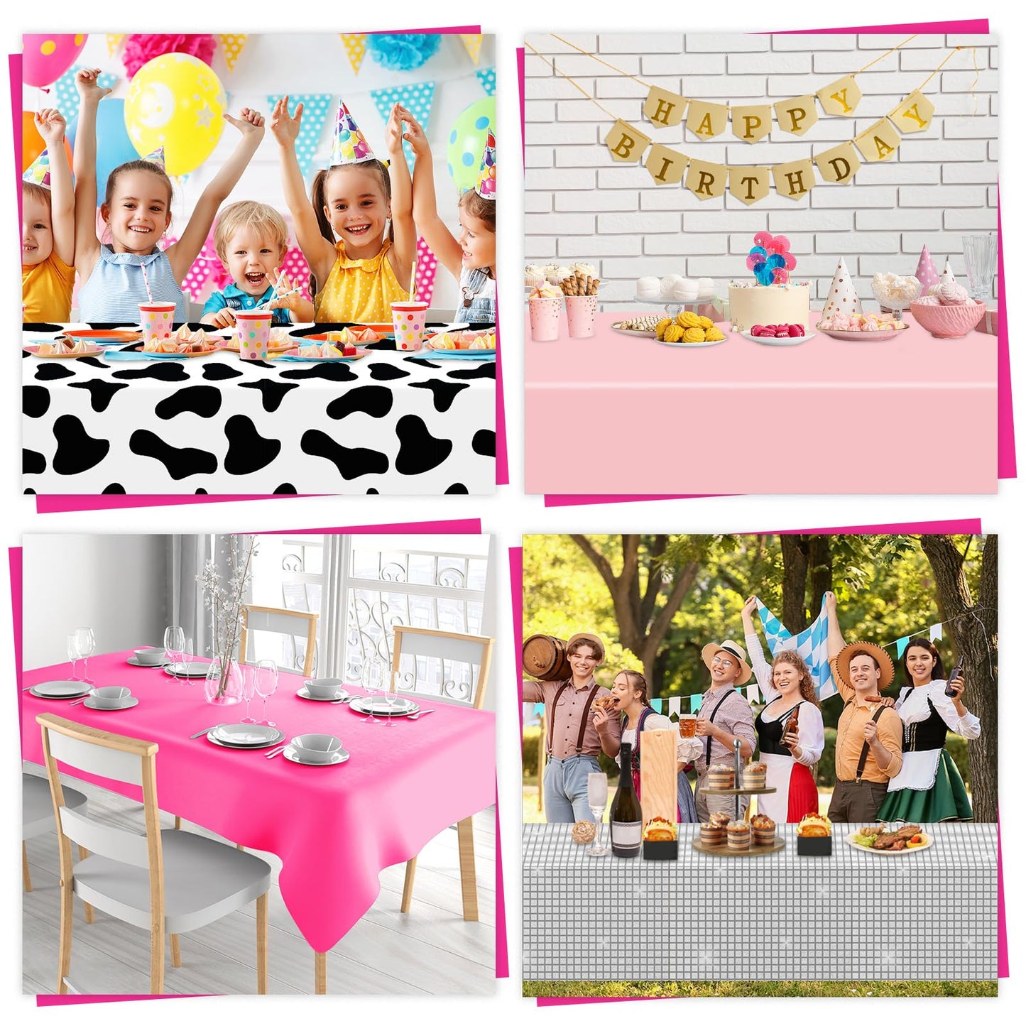 CHUNNIN 4PCS Disco Cowgirl Party Decorations Pink Cowgirl Tablecloth