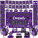 2026 Graduation Decorations Purple Graduation Decorations Set with