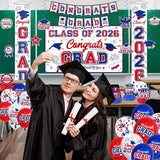Graduation Decorations 2026 White Blue and Red Graduation Party Decor
