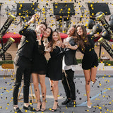 12" Black Gold Confetti Cannons Party Poppers for Birthday Graduation