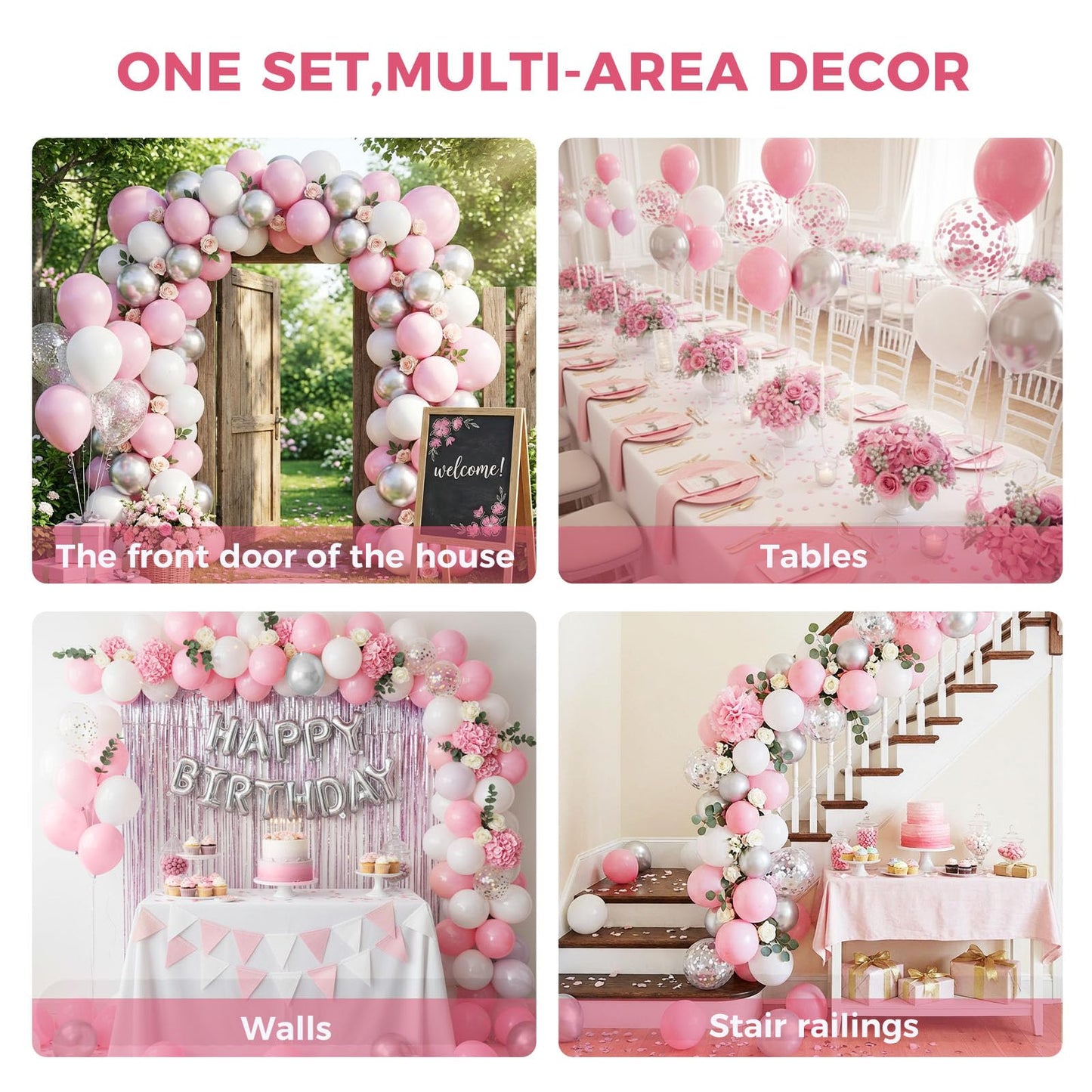 LovesTown 150 PCS Pink Balloons Different Size of 18 12 10 5 Inch