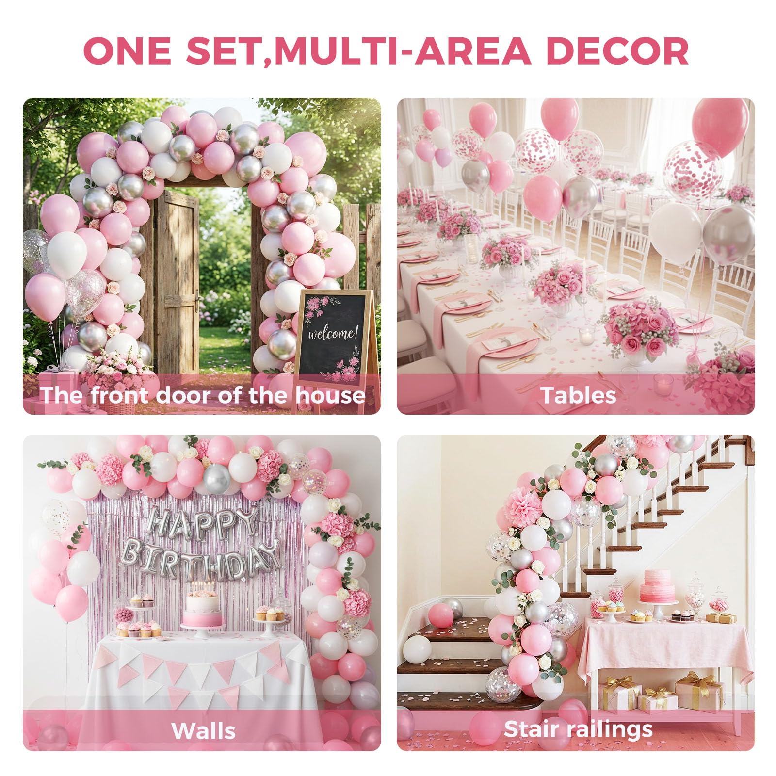 LovesTown 150 PCS Pink Balloons Different Size of 18 12 10 5 Inch