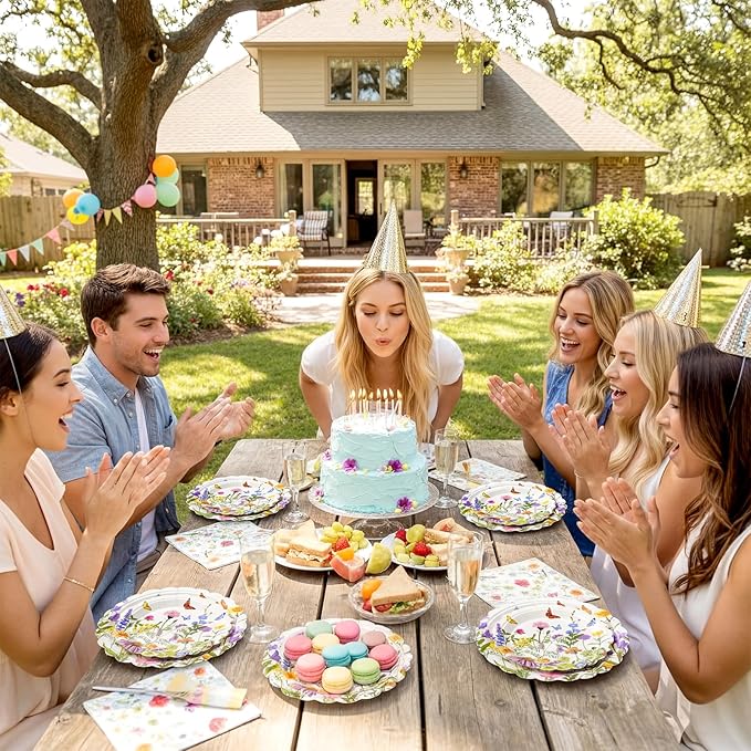 60 Pcs Wildflower Paper Plates Wildflower Spring Easter Party