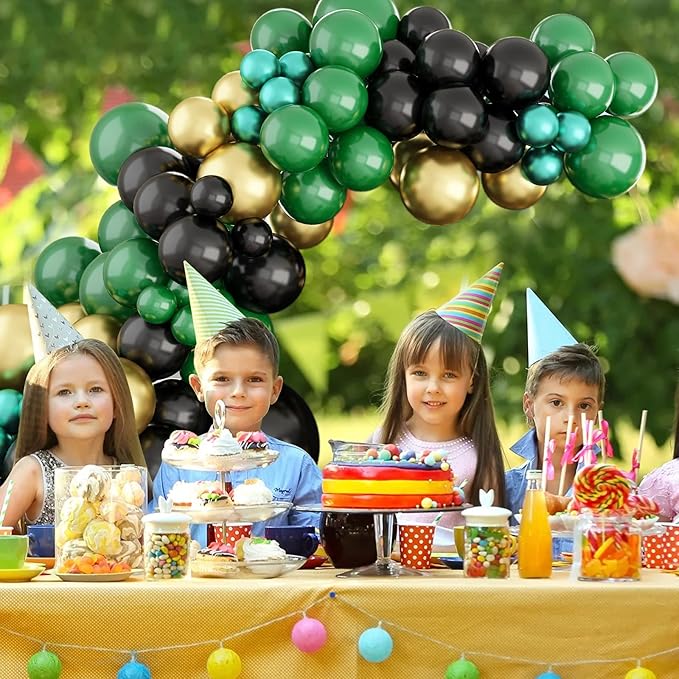 Green and Black Gold Balloon Garland Kit 126PCS Metallic Gold and