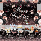 211 PCS Black and Rose Gold Party Decoration Rose Gold & Black Party