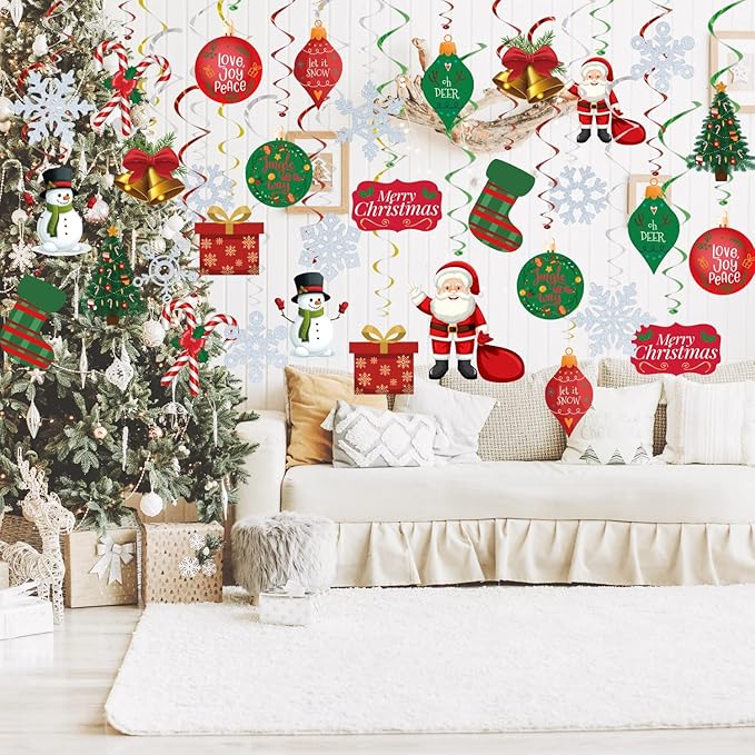 36 Pcs Christmas Decorations Hanging Swirls for Christmas Party