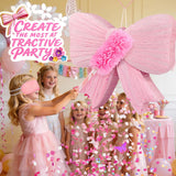Pink Bow Pinata with Stick and Blindfold, Large Coquette Aesthetic