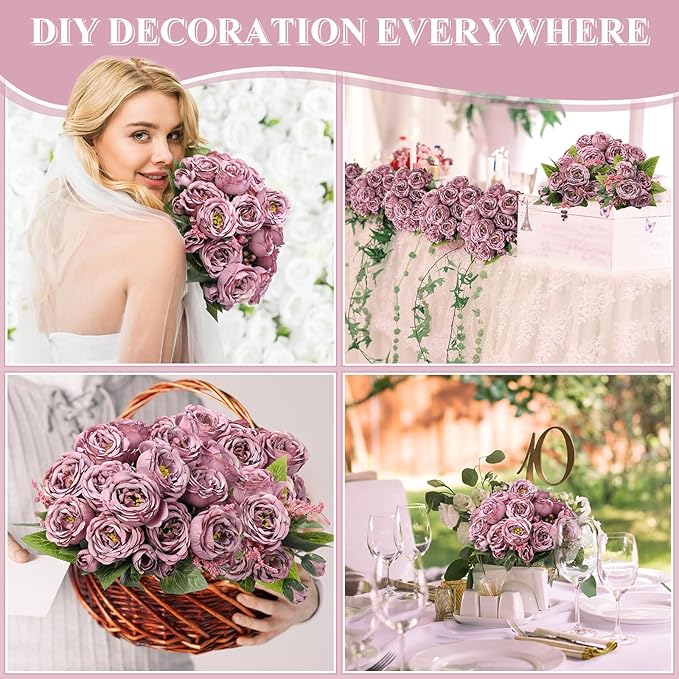 8 Bundles Artificial Peonies Flowers Boho Faux Flowers Arrangements #7